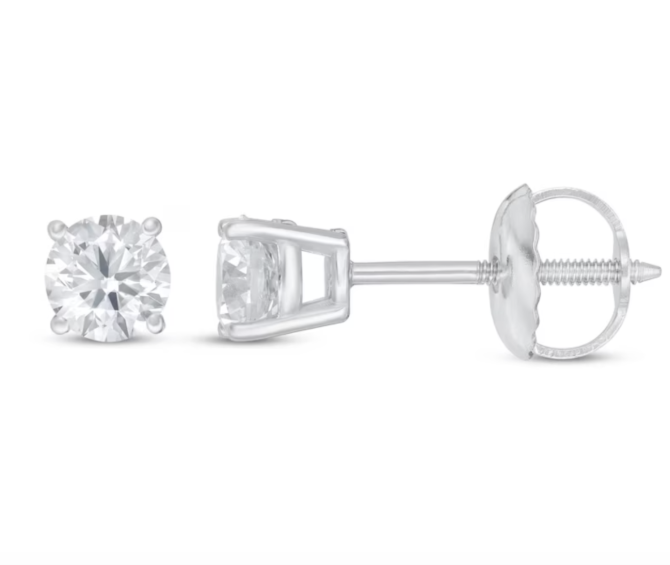 1/2 Carat Lab-Created Diamond Solitaire Earrings in 14K White Gold (SI2/F) – Round Cut - Image 2